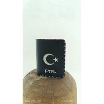 Atayurt El İși Dana Derisi Nakışlı Cüzdan Siyah