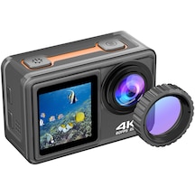 Hallow 4k 24mp Çift Ekranlı Spor Kamera Dv Video Kamera 2.0 Siyah