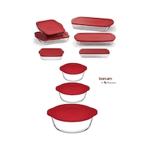 Borcam Kapaklı 9 Prç Çeyiz Seti 59001-59123-59133-59006-59124-59034-59024-59864-59854 Şeffaf