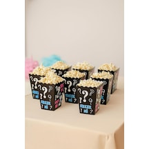 Kız Mı Erkek Mi Popcorn Kutusu, 8'li Set, Baby Shower Ve Cinsiyet Partisi İçin Mısır Kutuları, Siyah