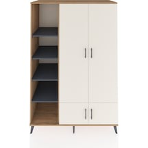 Kronos Dolap 6 Raflı 4 Kapaklı Tek Askılı 132x59x195 Çam-aytaşı/antrasit Aytası/antrasıt