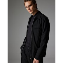 Koton Polo Yaka Ceket Fermuarlı Cep Detaylı Slim Fit Siyah 4sam50022hw Siyah