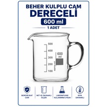 Beher Kulplu Cam 600 Ml - Kısa Form Isıya Dayanıklı Beaker