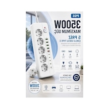 5'li Akım Korumalı Priz, 4 Usb-a Ve 5 Type-c Çıkışlı, 2 Metre Kablolu
