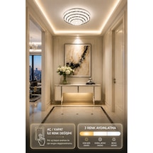 Safir Led Krom Akrilik Avize Modern Tasarımlı 3 Renk Dimmer Özellikli Plafonyer 30cm