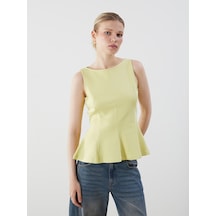 Lcw Vision Yeşil Kayık Yaka Peplum Bluz