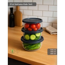 Jet's Home Yuvarlak 3'lü Saklama Kabı Bpa Free Derin Dondurucu İçin Uygun Beslenme Kabı 1100-700-300 Ml Şeffaf