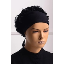 Bone - Dikişli Fırfırlı Bone Bandana 5li Paket Siyah