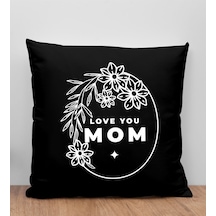 Bk Gift Anneler Günü Tasarımlı Siyah Kırlent Yastık, Anneye Hediye, Ev Dekorasyonu, Anneler Günü Hediyesi-4