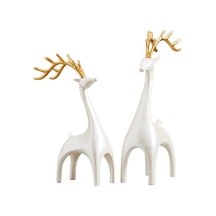Suntek 1 Çift Elk Geyik Heykeli Figürleri Yatak Odası El Karışık