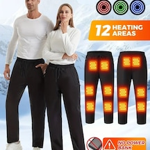 Willowhaven Woohee 12 Bölgeli Isıtmalı Sıcak Pantolon Siyah Düğmeli 3 Seviye Isı Ayarlı Siyah