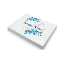 İsme Özel Söz Nişan Çikolatası 72 Adet Madlen Mavi Çiçekli