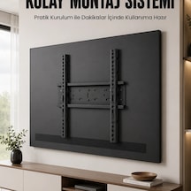 50-95 İnç Sabit Tv Duvar Askı Aparatı Güçlü Çelik Gövde Kolay Montaj Geniş Vesa Uyumlu