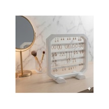 Modern Beyaz Küpe Standı, Takı Düzenleyici, Takı Standı , Kolye Askısı , 4 Bölmeli Organizer