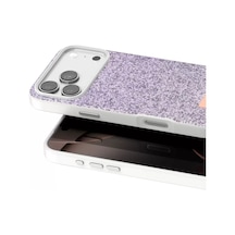 Onegif Apple iPhone Uyumlu  17 Pro Uyumlu Bright Simli Kapak - Lila