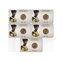 Türkiye 1988-89-90-91-92 Yılı Pirinç Tedavül 100 Lira Set Çil Özel Renkli Kapamasında Unc 5 Adet