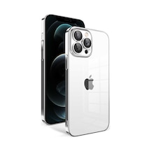 Apple iPhone 12 Pro Max Uyumlu Kamera Korumalı Renkli Çerçeveli Klfs Garaj Kılıf-gümüş Gümüş