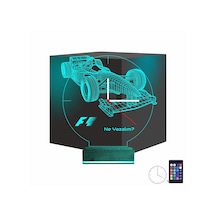 Luvivia Formula F1 Yarış Arabası Kişiye Özel Saatli 3d Lamba - Masa Gece Lambası Şeffaf