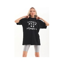 Erkek Baskılı Oversize Kısa Kol T-shirt - Siyah Siyah