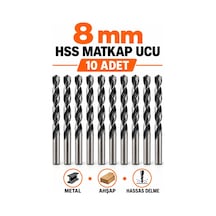 8 Mm 10 Adet Hss Matkap Ucu Metal Ahşap Delme