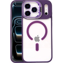 Joko Apple İphone 17 Pro Remim Lensli Magsafe Standlı Kapak - Derin Mor 0.2M-Çok Renkli