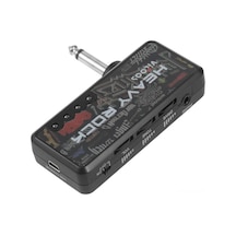 Konesam Vitoos Heavy Rock V2 Elektro Gitar Mini Kulaklık Amfi, Distorsiyon Efekti, Şarj Edilebilir Pil, 2 Kulaklık Bağlantısı, Usb Kablolu Siyah