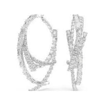 5727098 Matrix Hoop Earrings, Mixed Cuts, White, Rhodium Plated Çok Renkli