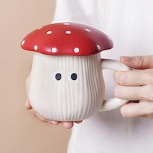 Kaşıkla 420ml Seramik Kahve Çay Fincanı Olan Mantar Kupası - Noel, Doğum Günü, Karısı, Kız Arkadaşı İçin Hediye. Kobalt Kobalt