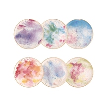 Porland Cosmos Desen Tatlı Tabağı 17cm 6\& 039 Lı Çok Renkli