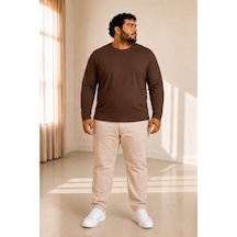 Sngl Tekstil Erkek Büyük Beden Oversize Uzun Kollu T-shirt 3xl 4xl 5xl 6xl 7xl 8xl 9xl Kahverengi