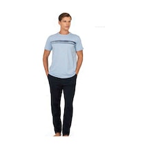 Pierre Cardin 6128 Erkek Kısa Kollu Bisiklet Yaka Pijama Takımı-mavi