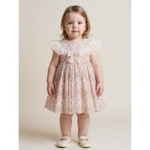 Zekids Kız Bebek Çiçekli Tasarım Elbise-17228 Çok Renkli