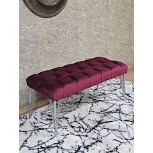 Zafir Krom Tel Ayaklı 90 Cm Puf Bench - Puf - Bench - Kasalı Oturak - Oturak - Yatak Ucu Puf Bordo