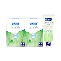 Durex Naturals Prezervatif 2 x 20'li + Naturals Pure Kayganlaştırıcı Jel 100 ML