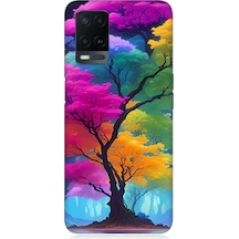 Oppo A54 Uyumlu Silikon Kılıf Renkli Hayat Ağacı