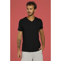 Lumberjack Ct111 Basıc Modal V Neck Siyah Erkek Kısa Kol T-Shirt (489002331)