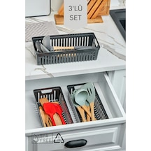 3'lü Set Kaşıklık Ve Kepçelik Çekmece Içi Düzenleyici / Antrasit Antrasit