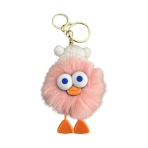 Peluş Ördek Anahtarlık Ve Çanta Aksesuarı - Somon Beyaz Beyaz