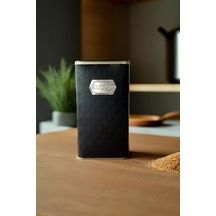 1 Adet Gofreli Siyah & Gümüş Metal Şeker Kavanozu 3 Lt