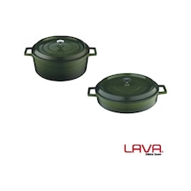 Trendy Yeşil Tencere Seti 2'li - 24 Cm Derin 28 Cm Yayvan