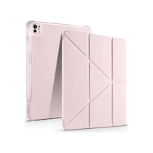 Zengemtx Newface Apple Uyumlu iPad Air 13 2024 Kılıf Kalemlikli Mars Tablet Kılıfı - Rose Gold