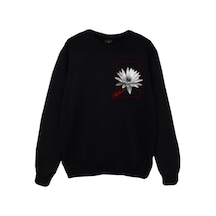 Rose Bisiklet Yaka Sweatshirt Siyah