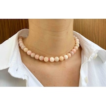 Pembe Opal Taşı Doğaltaş Kolye 4 Mm A Kalite Siyah