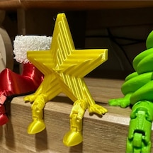 3d Baskı Yılbaşı Oturan Yıldız Figür Dekor Süsü - 4 Adet