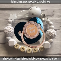 Sahi Aksesuar İsimli Emzik Zinciri Ve İsimli Silikon Emzik 0-6 Ay Bezyı460 Açık Pembe - Kahverengi