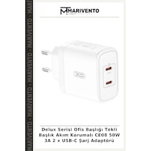 Delux Serisi Ofis Başlığı Tekli Başlık Akım Korumalı Ce08 50w 3a 2 X Usb-c Şarj Adaptörü