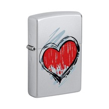 Zippo Heart Dizayn Çakmak Gri
