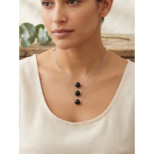 925 Ayar Gümüş Minimalist Oltu Taşı Kolye.rose.gold.rodaj Renk Seçeneği