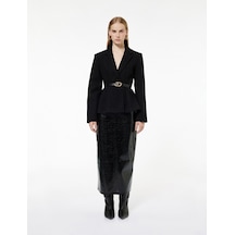 Koton Uzun Kollu Kemer Detaylı Peplum Blazer Ceket Siyah 6wak50116uw Siyah