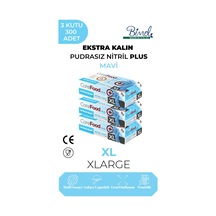 Ekstra Kalın Nitril Mavi Plus Muayene Eldiveni Xl - 3 Paket 100'lü